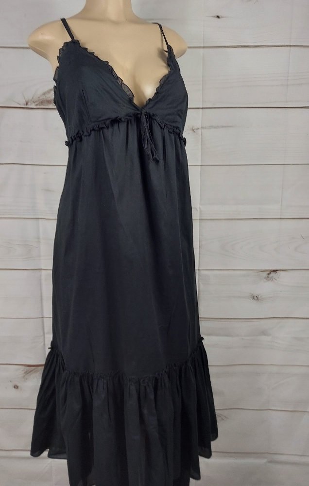 Lucky black spaghetti strap peasant maxi dress